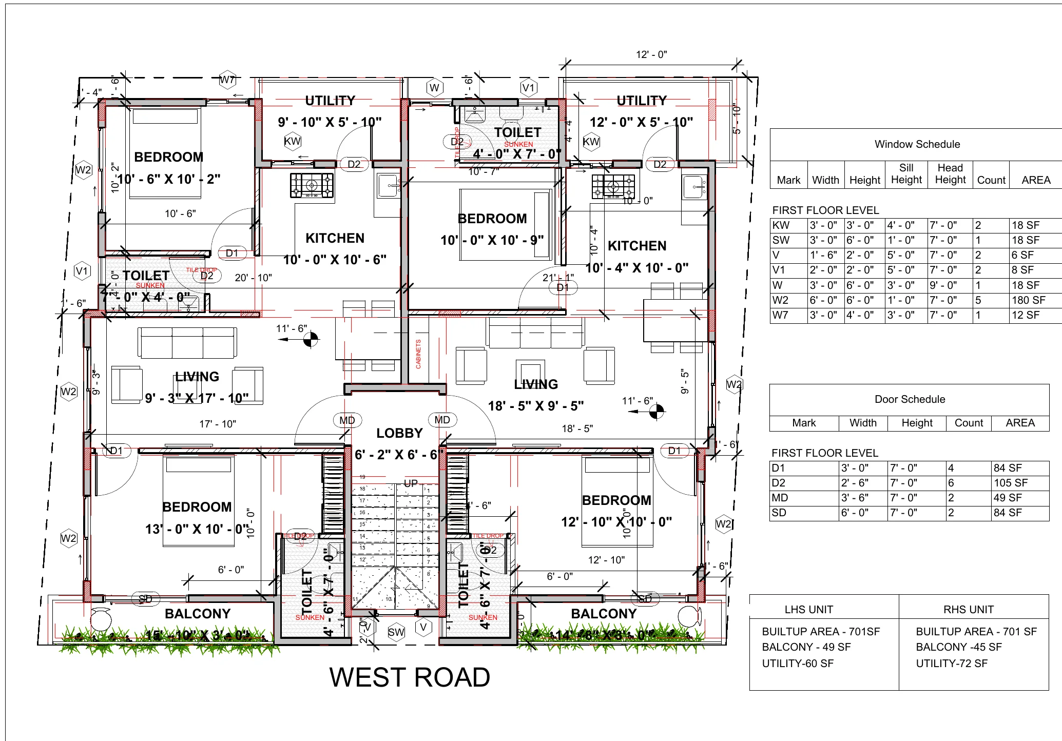Typical floor plan, floors 1–4 · concept